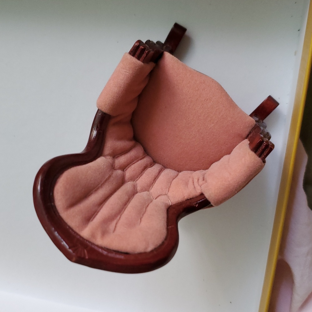 Antique Vintage Pink Upholstered Rocking Chair Doll House Miniature 1:12 scale - Picture 4 of 7
